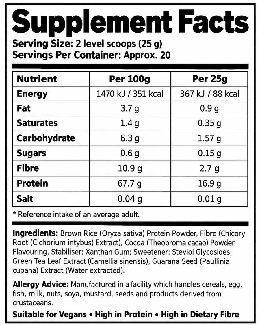 Rice Protein Powder – Chocolate – 500g
