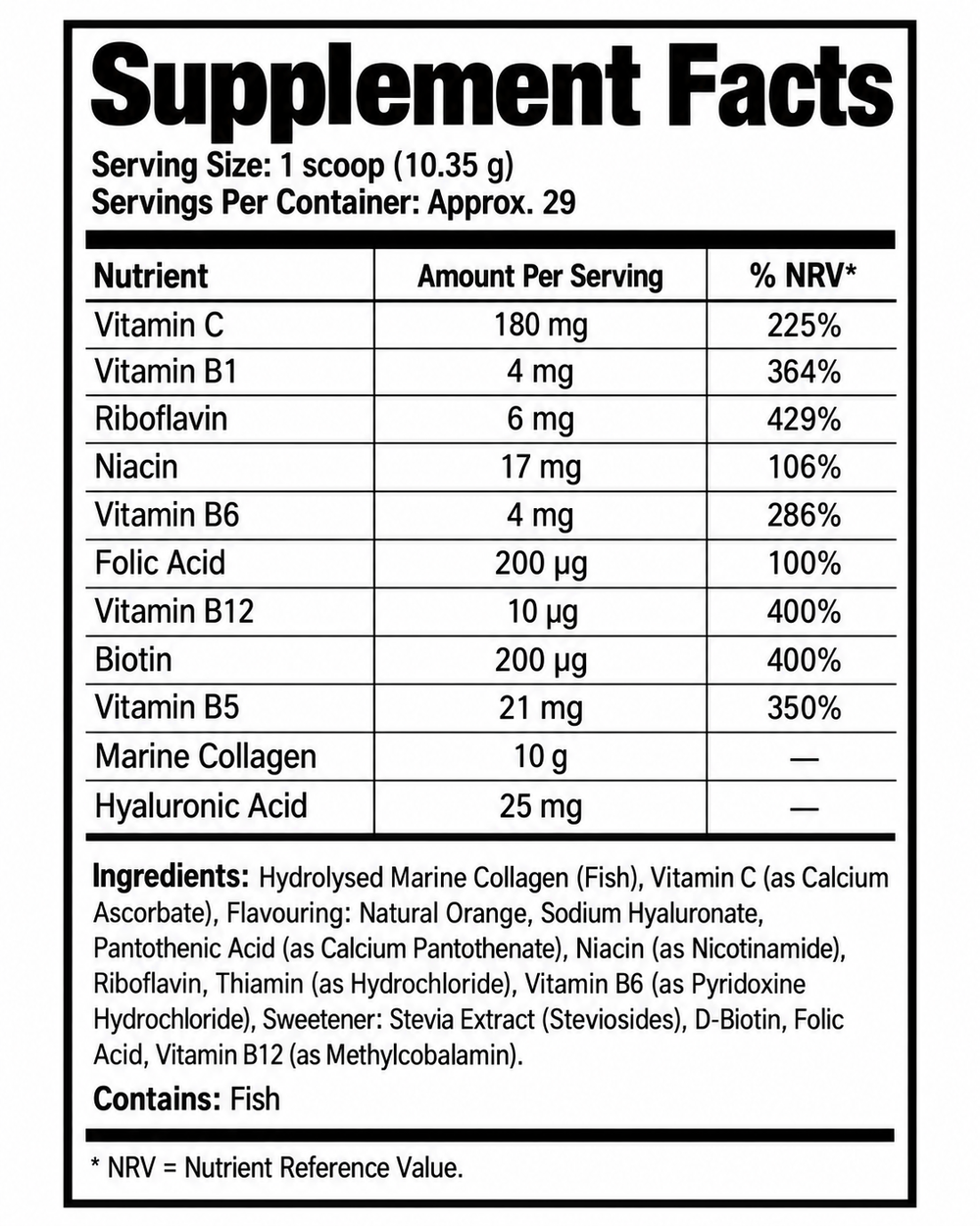 Hydrolysed Marine Collagen Powder - Orange - 300g